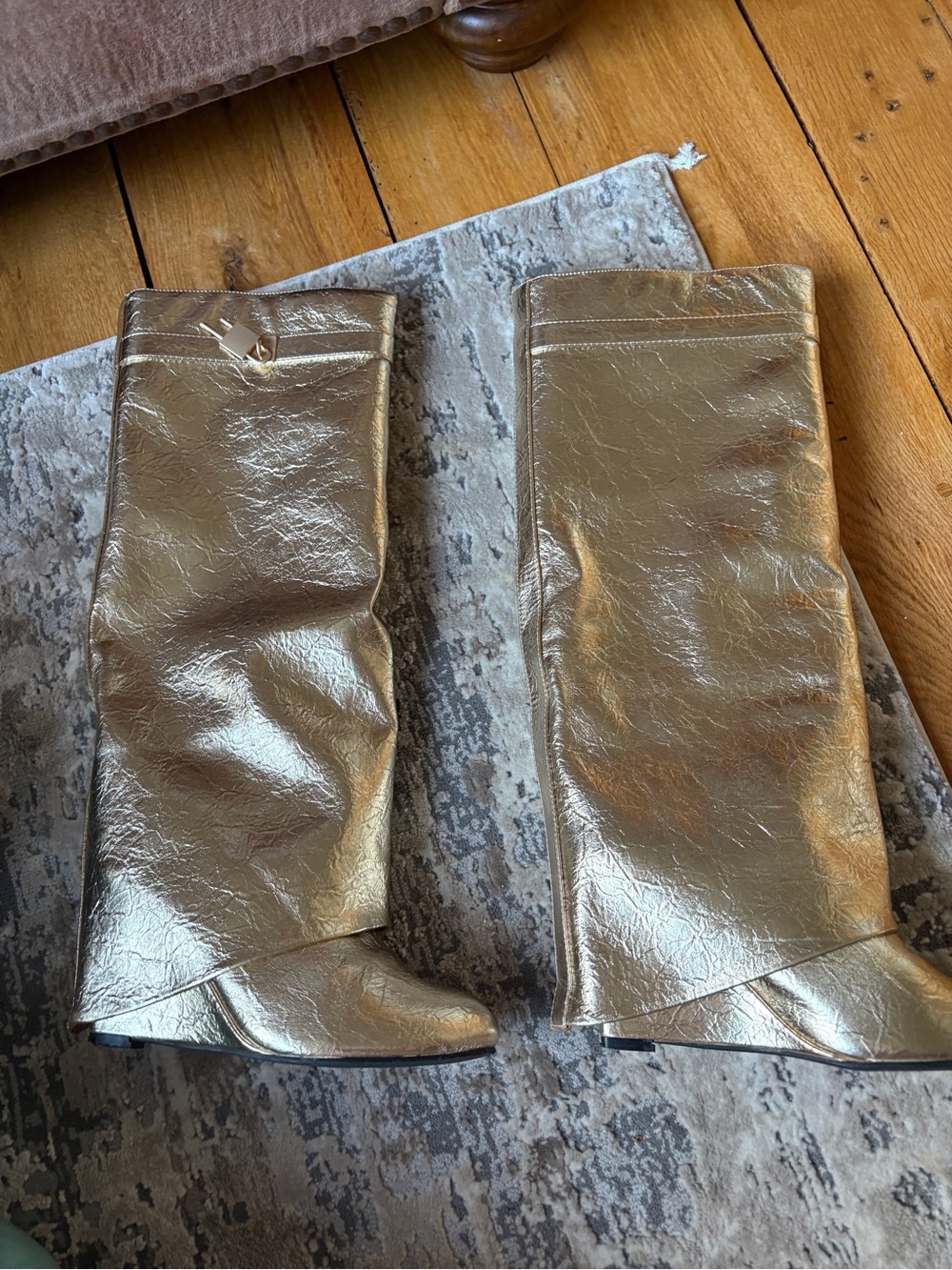 Gold metallic knee-high boots 8.5